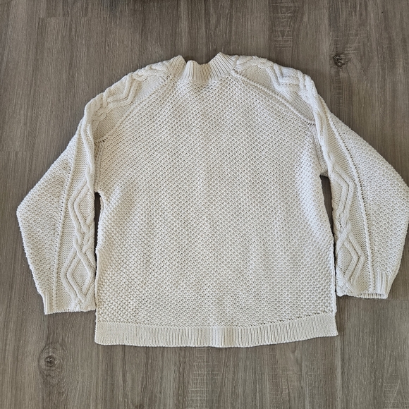 3.1 Phillip Lim Sweater Women Sz M Ivory 100% Wool Chunky Fisherman Knit - Picture 4 of 11